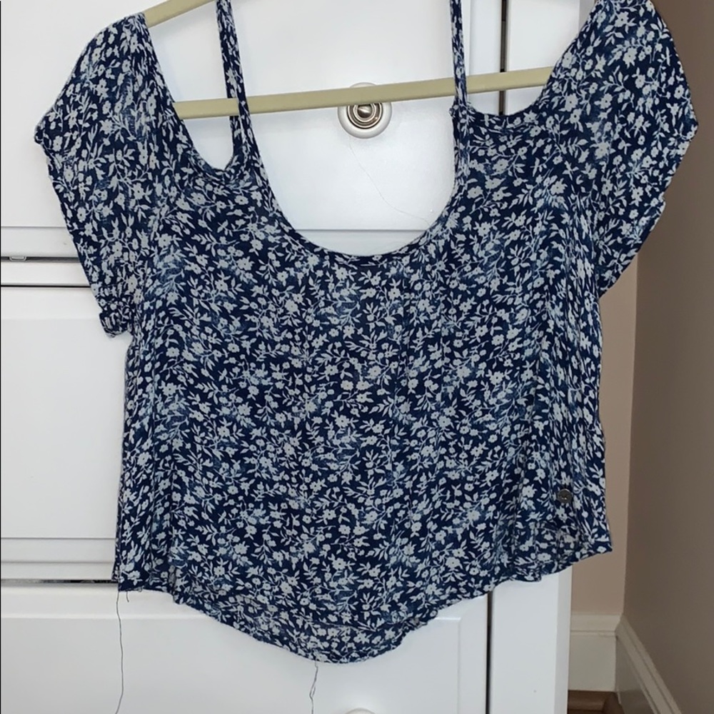 Blue Floral Hollister Crop Top
